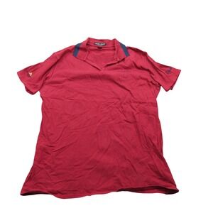 Course Record Mens Red Short Sleeve‎ Golf Polo Shirt Embroidered Logo Size L